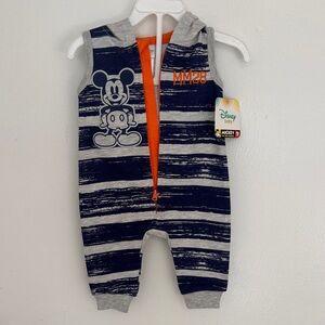 Disney Mickey Mouse Navy and Gray Hooded Romper